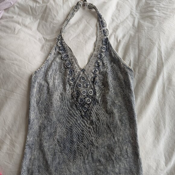 Boho gray halter top - Picture 1 of 3